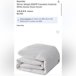 Royal Elite
Winter Weight 850FP Canadian Hutterite White Goose Down Duvet